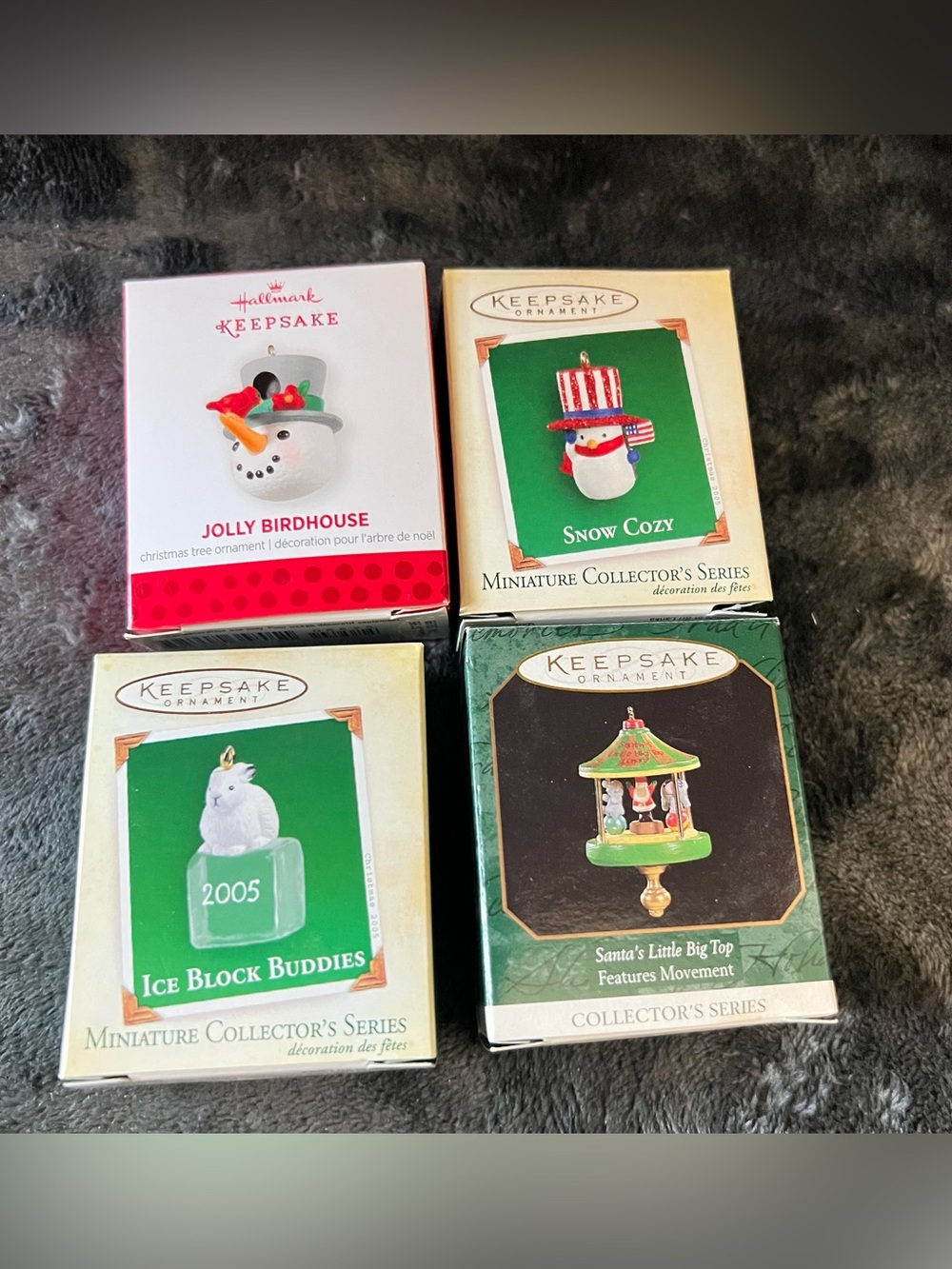 Hallmark Miniature Keepsake Ornament Lot Of 4; All New Old Stock Christmas